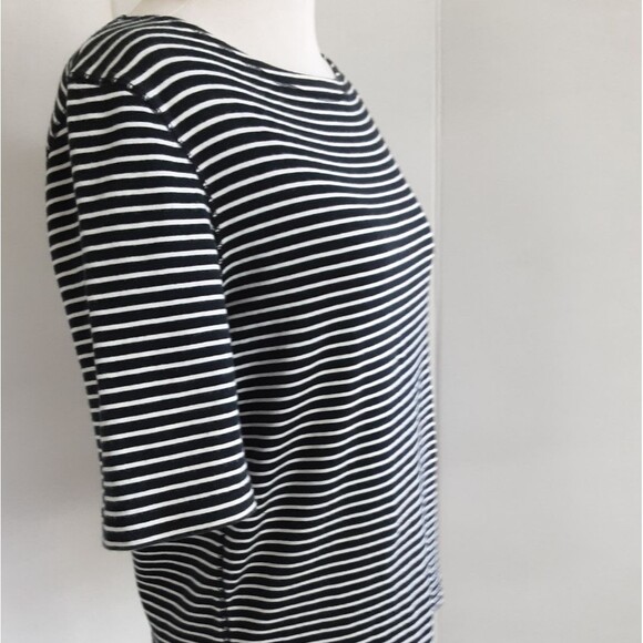JONES NEW YORK 100% COTTON INSIDE OUT STRIPED BOAT NECK TEE-SHIRT SZ L - Picture 3 of 7